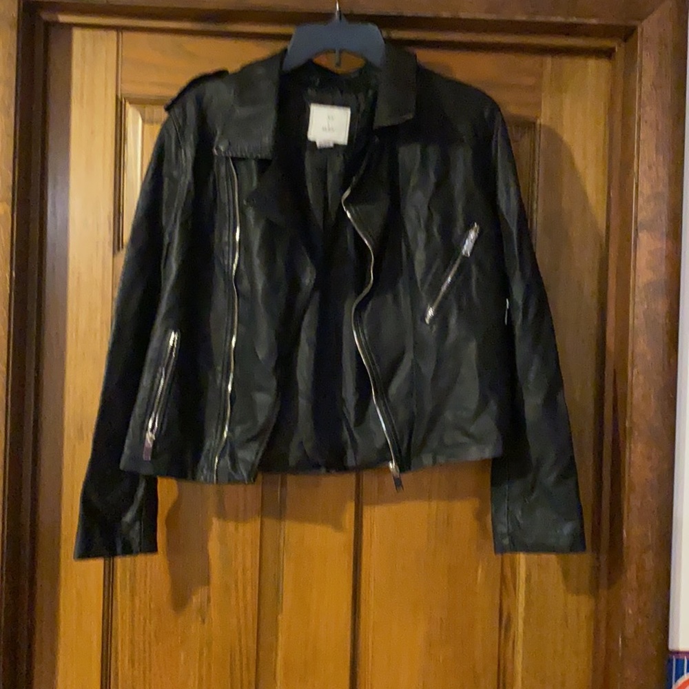 black leather jacket